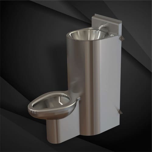 Combo HVX Aminox con inodoro y lavabo de acero inoxidable satinado